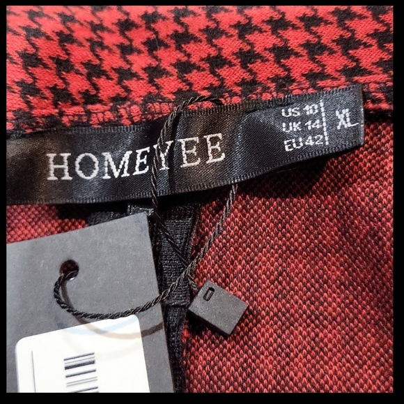 HOMEYEE Women's Retro Chic Colorblock Lapel Career Tunic Dress - Picture 11 of 14